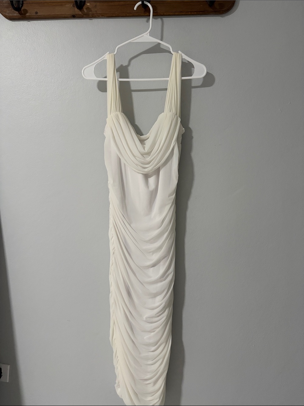 Ivory Draped Maxi Dress with Cowl Neck